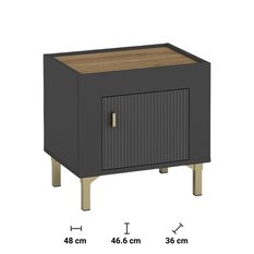 Stolik nocny 48x36x46,6 cm Mossa z drzwiczkami czarny do sypialni - Miniaturka zdjęcia nr 4