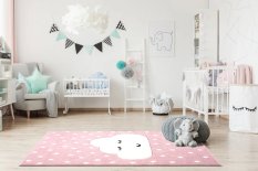 Dywan dziecięcy Happy Cloud Pink 120x170 cm do pokoju dziecięcego różowy z chmurką