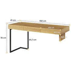 Biurko Teen Flex 150 cm do biura gabinetu pokoju hikora naturalna  - Miniaturka zdjęcia nr 2