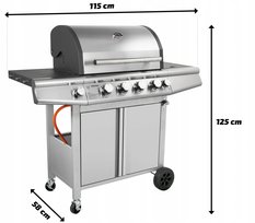 Grill gazowy ogrodowy ze stali nierdzewnej Heckermnn AG-SR4D-1SS - Miniaturka zdjęcia nr 13