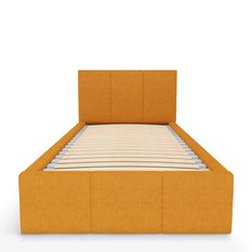 Łóżko Pojedyncze 90x200cm łóżko tapicerowane z pojemnikiem żółte do sypialni wezgłowie 120 cm - Miniaturka zdjęcia nr 7