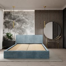 Łóżko tapicerowane do sypialni 180x200x88 cm podwójne z pojemnikiem basic morskie - Miniaturka zdjęcia nr 3