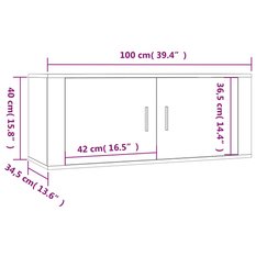 Zestaw szafek RTV 57x34,5x40 cm 5 szt z praktycznymi półkami i drzwiczkami biały połysk do salonu - Miniaturka zdjęcia nr 11