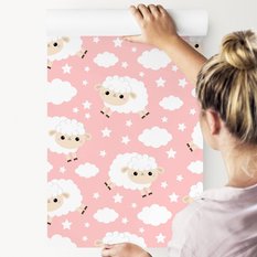 Tapeta Dla Dzieci OWIECZKI Owce Chmurki Gwiazdki 53x1000  - Miniaturka zdjęcia nr 6