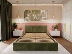 Łóżko tapicerowane do sypialni 180x200x88 cm podwójne z pojemnikiem modne khaki - Miniaturka zdjęcia nr 3