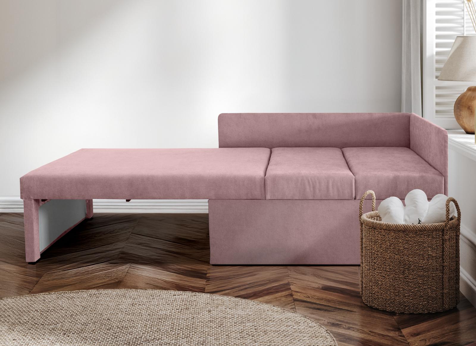 Sofa rozkładana dziecięca Viluś 108x81x78 cm narożnik jednoosobowy do pokoju z funkcją spania i przechowywania dla dzieci różowy nr. 3
