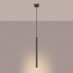 Lampa wisząca Pastelo 114x8x8cm do sypialni salonu zielona oliwka  - Miniaturka zdjęcia nr 3