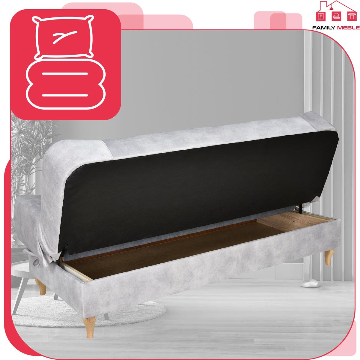 Wersalka SARA 200x95 cm jasnoszara rozkładana kanapa z pojemnikiem sofa do salonu Aura nr. 6