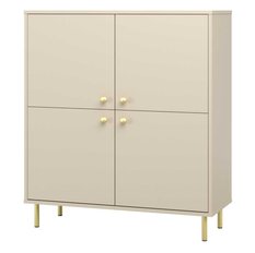Wysoka komoda NOMI 100x40x113 cm czterodrzwiowa do salonu złote nogi kaszmir loft - Miniaturka zdjęcia nr 2