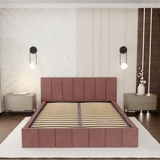 Łóżko tapicerowane 160x200 premium z pojemnikiem do sypialni różowe wezgłowie 107 cm - Miniaturka zdjęcia nr 5