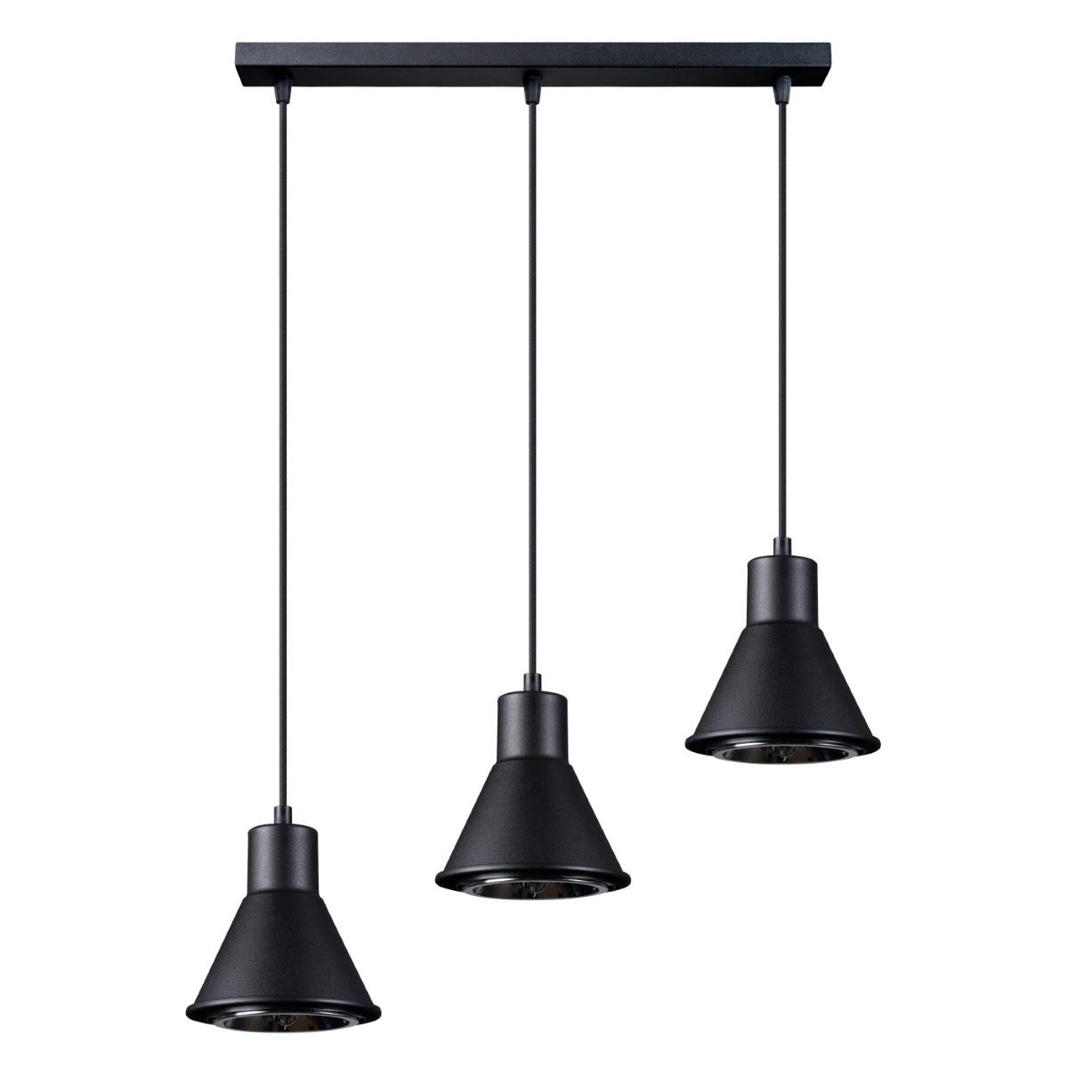 Lampa wisząca TAZILA 3 czarna 120x14x45cm nowoczesna ES111 do salonu