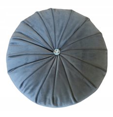 Poduszka dekoracyjna ozdobna okrągła welur szara