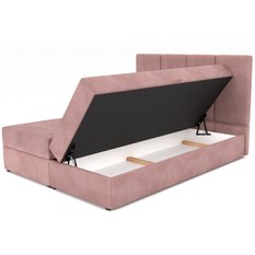 Łóżko kontynentalne 180x200x113 cm tapicerowane podwójne z materacem różowe  - Miniaturka zdjęcia nr 11
