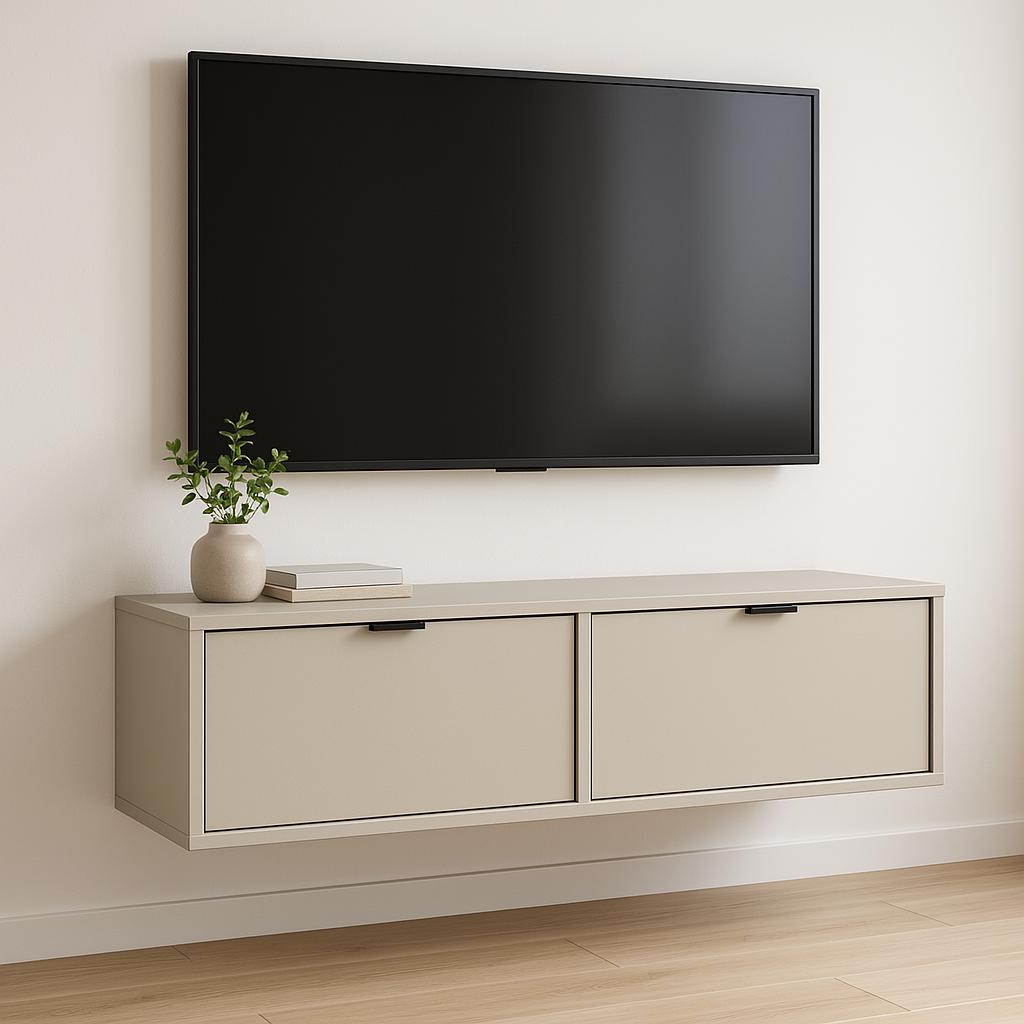 Szafka wisząca RTV AURA 140x33x30 cm do salonu kaszmir
