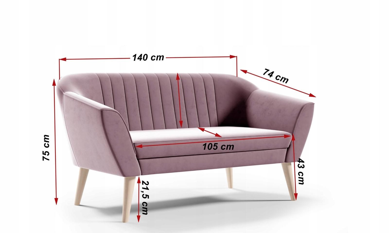 Sofa KAYA 140x74x75 cm dwuosobowa w stylu skandynawskim szara do salonu nr. 6