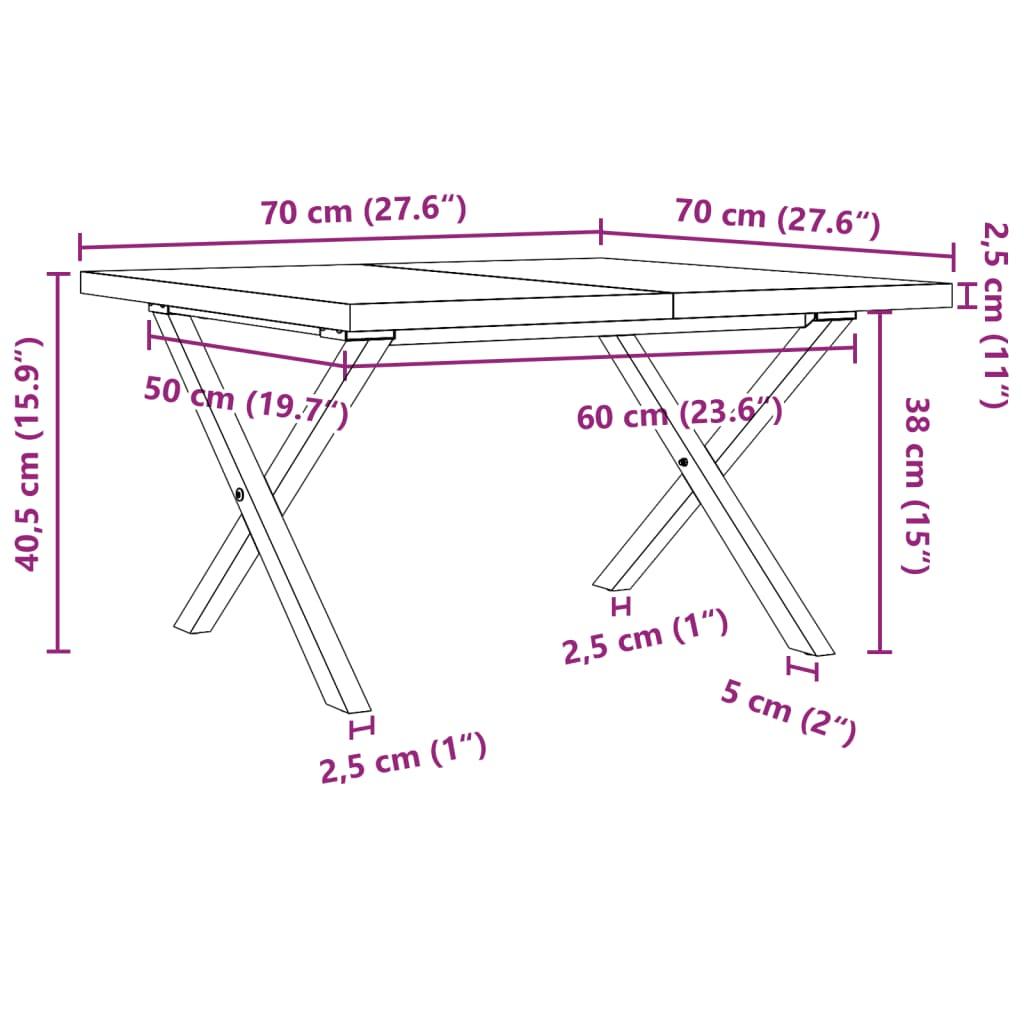 Stolik kawowy 70x70x40,5 cm nogi w kształcie litery X lite drewno do salonu nr. 10