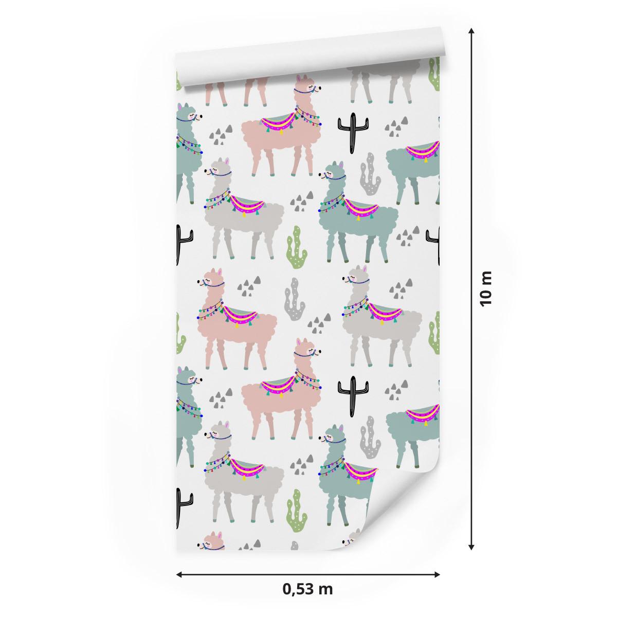Tapeta kolorowa w lamy, zwierzęta, pokój dziecięcy  nr. 2