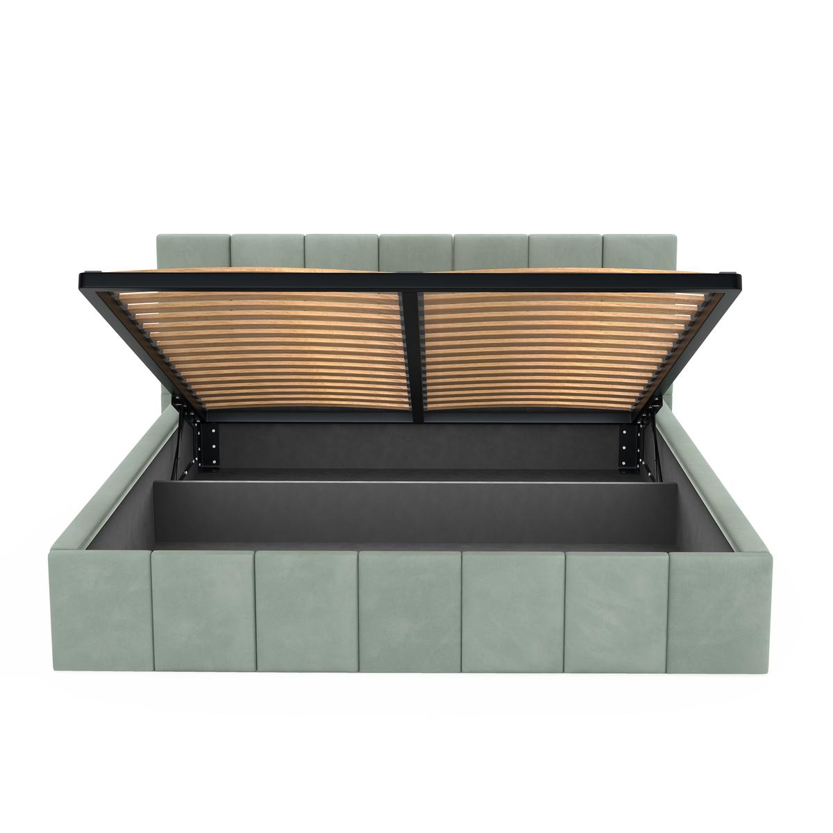 Łóżko tapicerowane 160x200 premium z pojemnikiem do sypialni miętowe wezgłowie 107 cm nr. 12