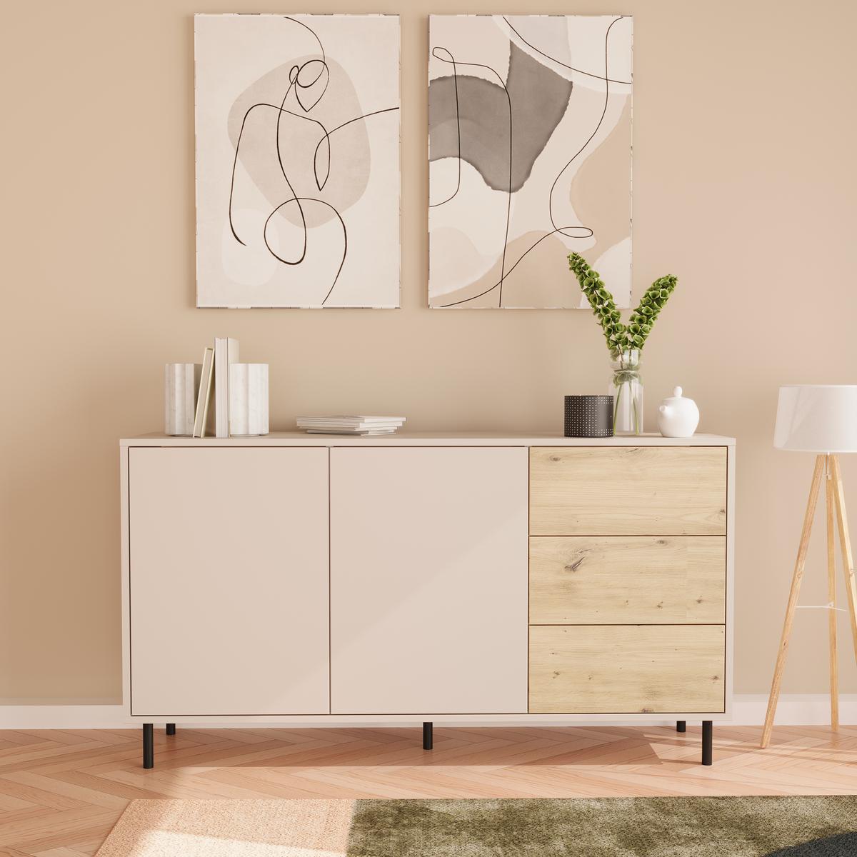 Komoda LOLA 150x40x85 cm z szufladami do sypialni salonu dąb artisan kaszmir nr. 3