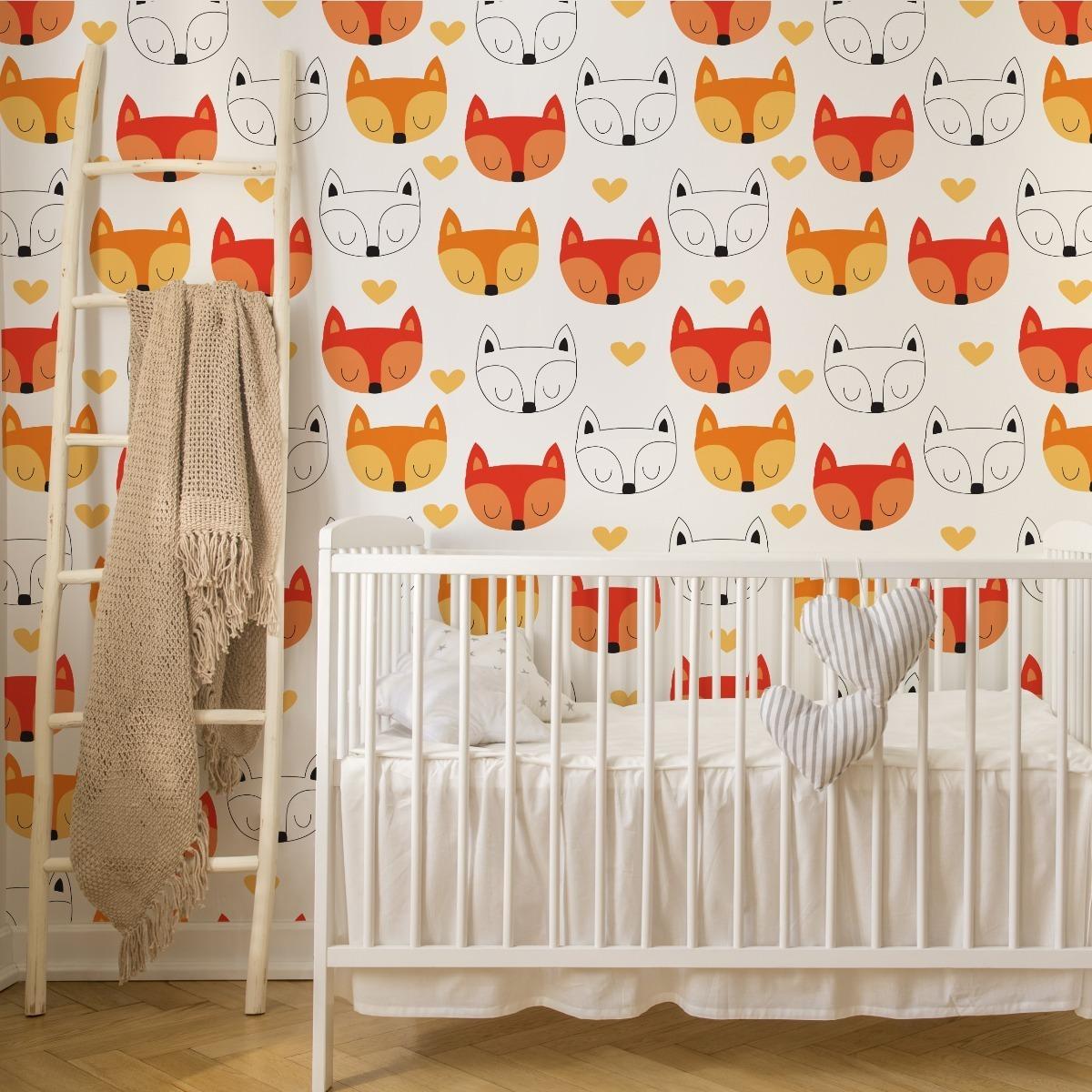 Tapeta Do Pokoju Dziecięcego Kolorowe LISKI Serca  nr. 6