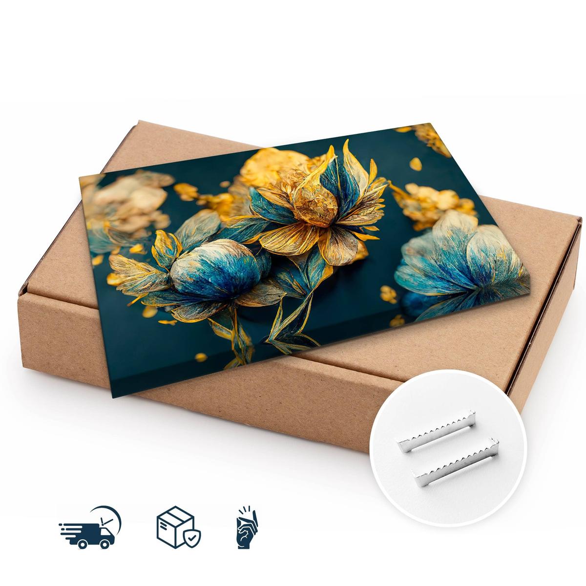 Obraz Na Płótnie Niebieskie Rozkwitające Kwiaty 120x80 Dekoracja do Salonu nr. 9