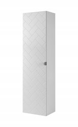 Słupek Łazienkowy MADIS 136 cm wysoki frezowany front szafka z półkami biały uchwyt srebrny