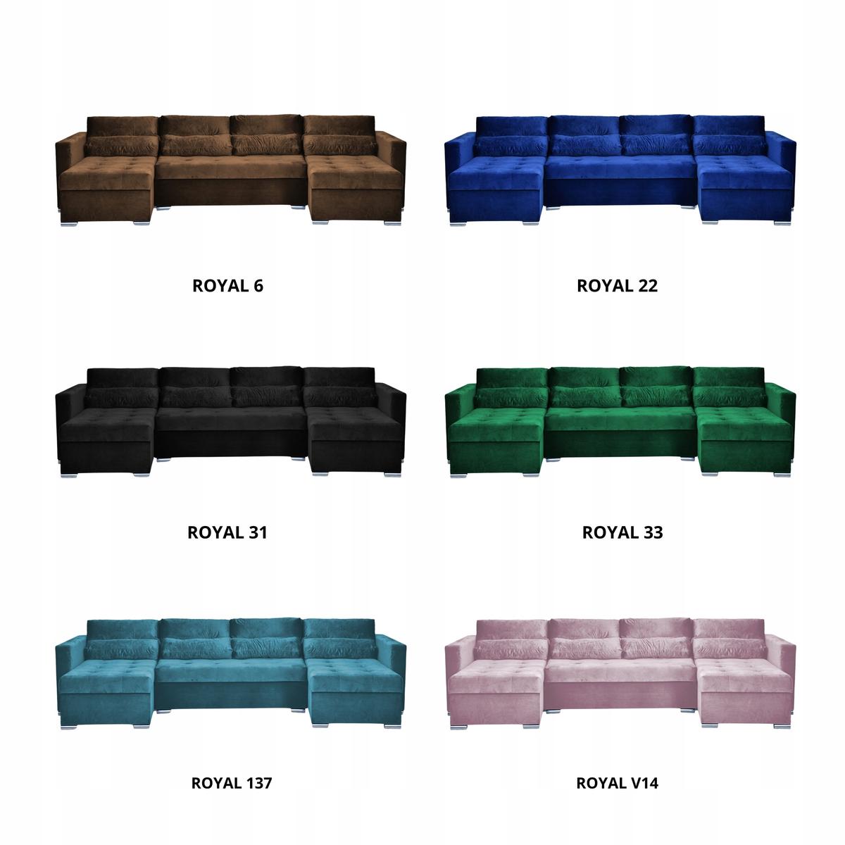 Narożnik Varius BIG 297x74x140 cm kształt U z funkcją spania i przechowywania do salonu Royal zieleń nr. 11