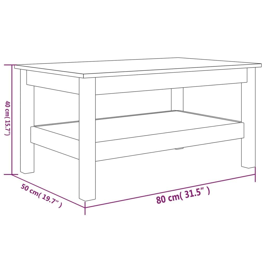 Stolik kawowy 80x50x40 cm z praktyczną półką lite drewno sosnowe biały do salonu nr. 8