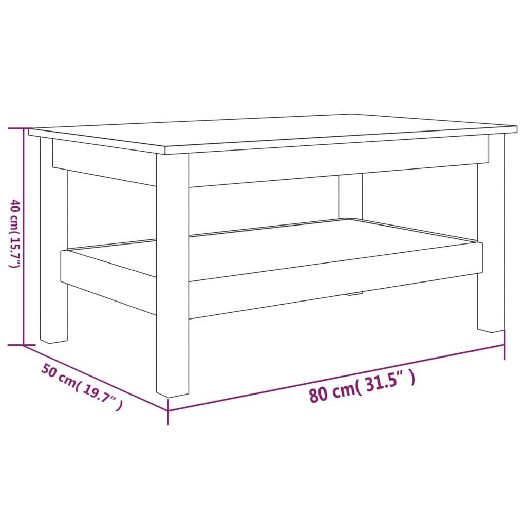 Stolik kawowy 80x50x40  cm z pojemną półką z litego drewna sosnowego do salonu nr. 8