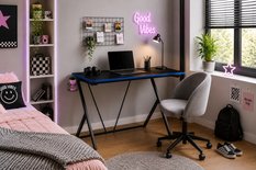 Biurko gamer gamingowe VEKTOR 80x50x75 cm czarne z uchwytem na kubek i słuchawki