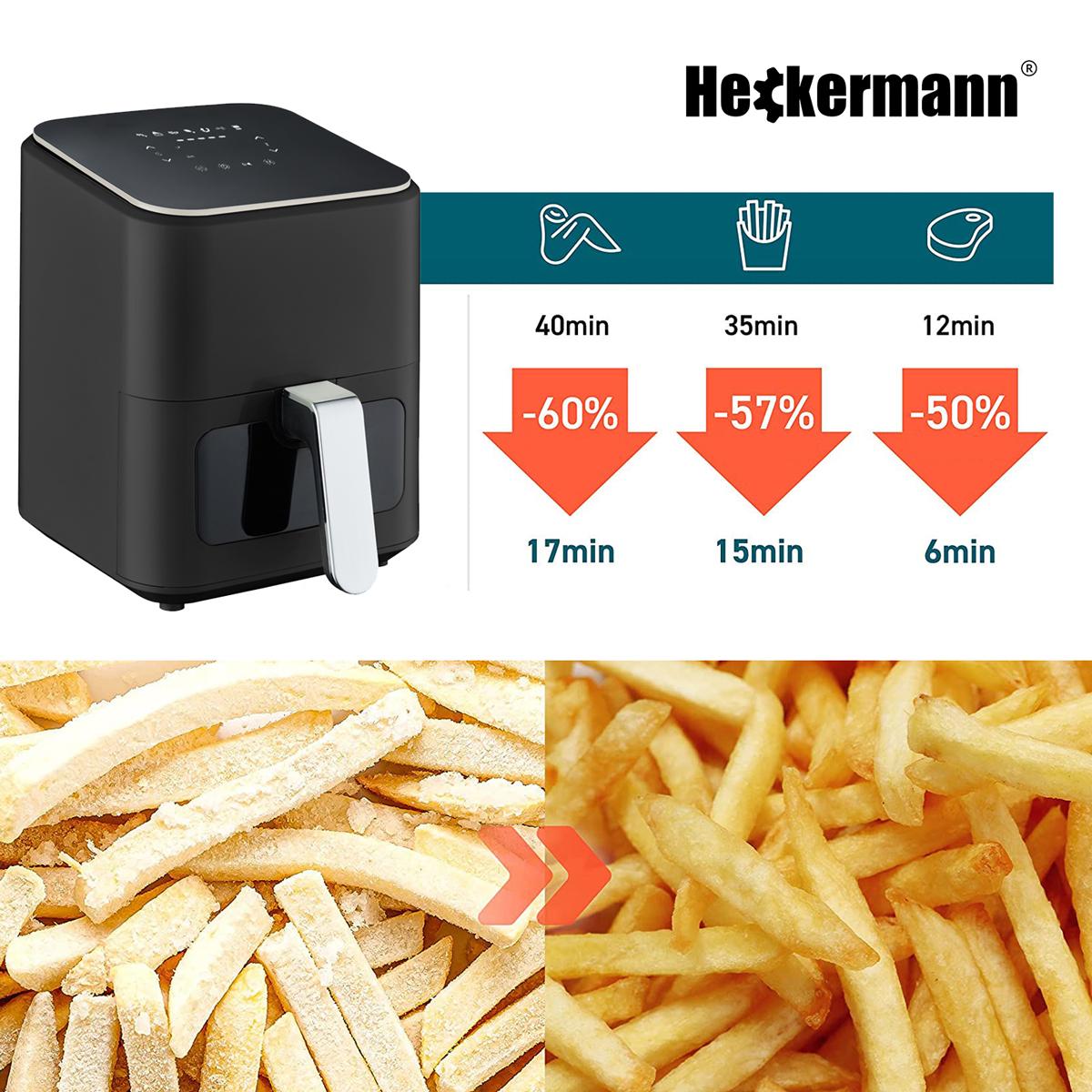 Frytkownica beztłuszczowa Air Fryer 4L Heckermann® RA510D Srebrna nr. 3