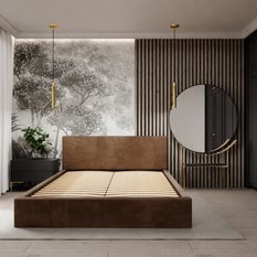 Łóżko tapicerowane do sypialni basic 120x200x88 cm łózko podwójne z pojemnikiem brązowe - Miniaturka zdjęcia nr 3