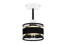 Lampa sufitowa 15 x 15 x 26 cm jednopunktowy spot gwint E27 biała z czarnym abażurem do salonu - Miniaturka zdjęcia nr 2