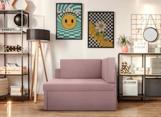 Narożnik Viluś 108x81x78 cm sofa jednoosobowa do pokoju salonu z funkcją spania i przechowywania dla dzieci różowy obrazek
