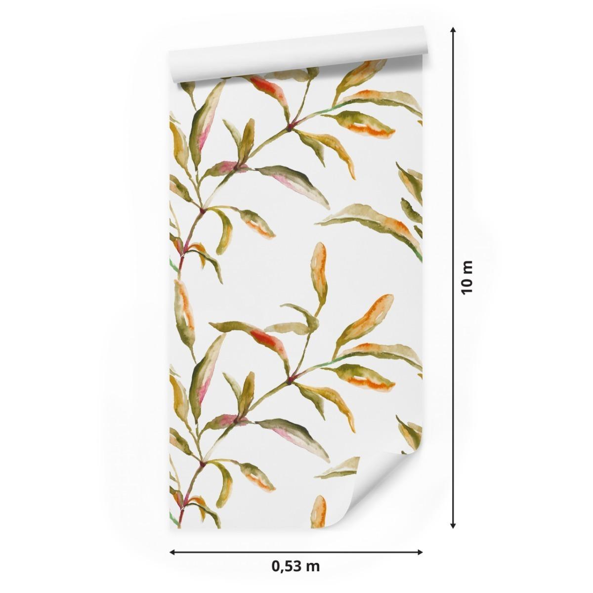 Tapeta Do Jadalni LIŚCIE Akwarela Liście Rośliny nr. 2