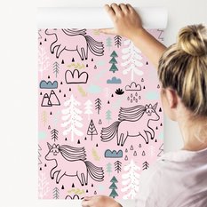 Tapeta Dla Dzieci JEDNOROŻCE Drzewa Chmurki Liście 53x1000  - Miniaturka zdjęcia nr 7