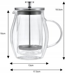 Szklany ZAPARZACZ TŁOKOWY Do HERBATY Ziół KAWY French Press 600ml 7683 - Miniaturka zdjęcia nr 4