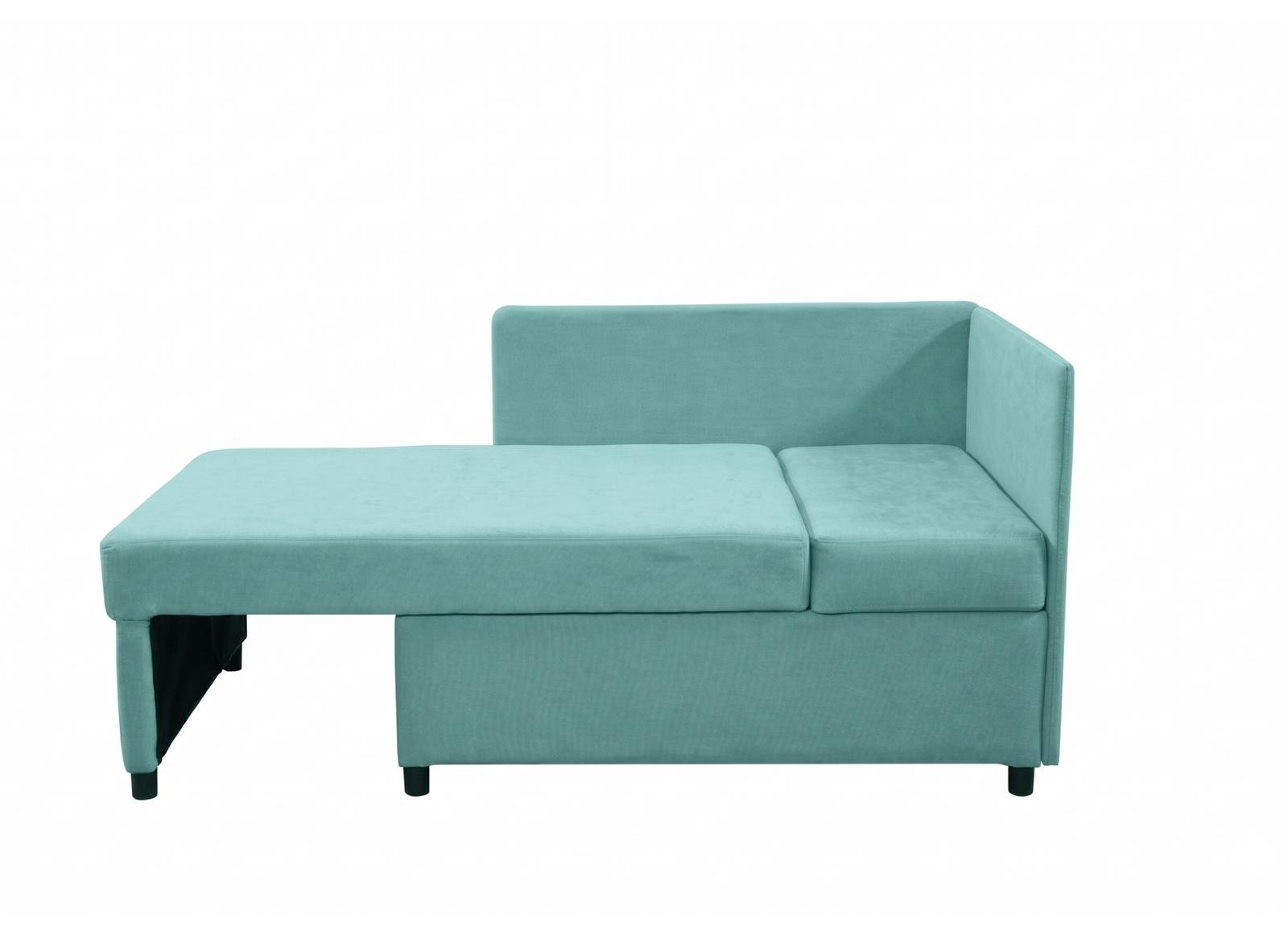 Sofa Viluś 106x75x80 cm miętowy rozkładana sofa narożna jednoosobowa z funkcją spania i pojemnikiem na pościel nr. 6