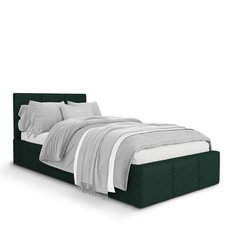 Łóżko Pojedyncze 90x200cm łóżko tapicerowane z pojemnikiem butelkowa zieleń do sypialni wezgłowie 88 cm - Miniaturka zdjęcia nr 5
