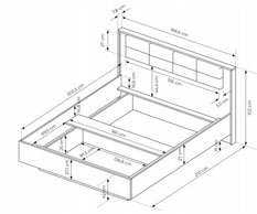 Łóżko ze stolikami 160x200 cm ze schowkiem na pościel system milton chestnut / antracyt do sypialni - Miniaturka zdjęcia nr 8