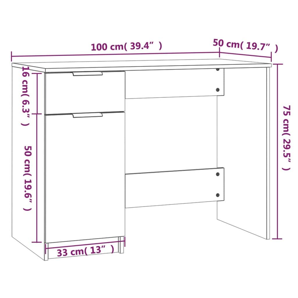 Biurko 100x50x75 cm z szafką z półkami i szufladą brązowy dąb do gabinetu lub biura nr. 9