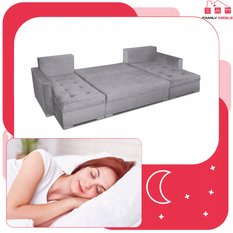 Narożnik Varius BIG 297x74x140 cm kształt U z funkcją spania i przechowywania do salonu Monoliht szary - Miniaturka zdjęcia nr 7