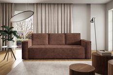 Kanapa CORDA 248x96x93 cm sofa z funkcją spania automat i pojemnik BOUCLE brązowa do salonu - Miniaturka zdjęcia nr 2