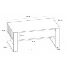 Stolik kawowy 63,6x100x50 cm Iga elegancki z praktyczną półką biały i czarny do salonu - Miniaturka zdjęcia nr 3