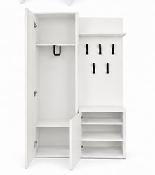 Garderoba do przedpokoju DUO 180x95x35 cm z lustrem wieszakami szafka na buty biały, lewa - Miniaturka zdjęcia nr 6