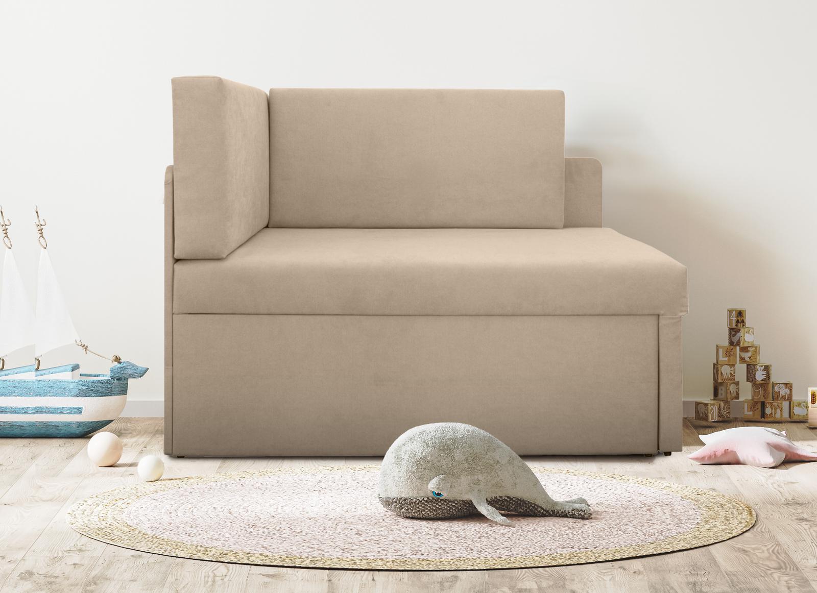 Sofa rozkładana dziecięca Viluś 108x81x78 cm narożnik jednoosobowy do pokoju z funkcją spania i przechowywania dla dzieci beżowy nr. 2