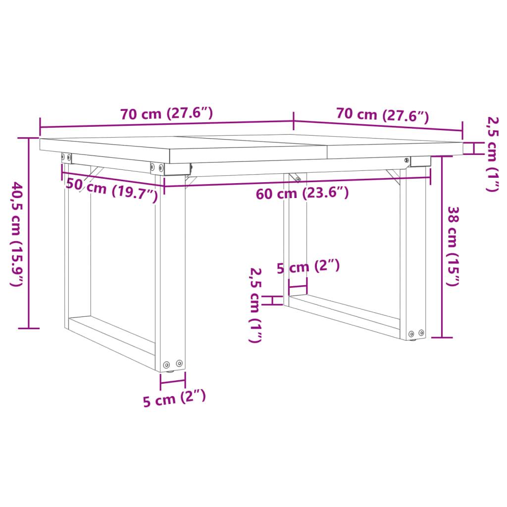 Stolik kawowy 70x70x40,5 cm z czworokątnymi nogami lite drewno sosnowe do salonu nr. 10