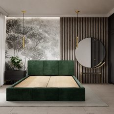 Łóżko tapicerowane do sypialni 180x200x88 cm podwójne z pojemnikiem modne butelka zieleń - Miniaturka zdjęcia nr 9