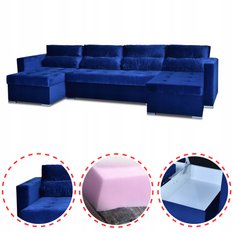 Narożnik Varius BIG 297x74x140 cm kształt U z funkcją spania i przechowywania do salonu Royal niebieski - Miniaturka zdjęcia nr 2
