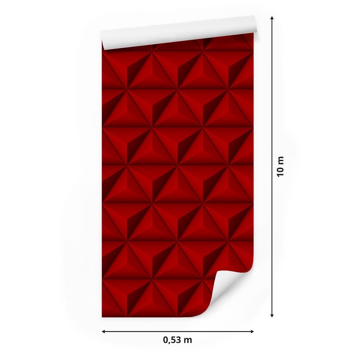 Tapeta W Rolce Czerwony Wzór GEOMETRYCZNY Trójkąty  nr. 2